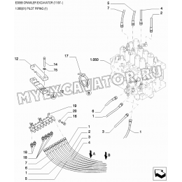 Трубопроводы управления/PILOT PIPING (1) New Holland E305B