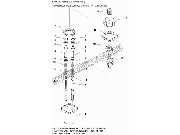 Трубопроводы управления/PILOT VALVE CONTROL MANIPULATOR - COMPONENTS New Holland E305B