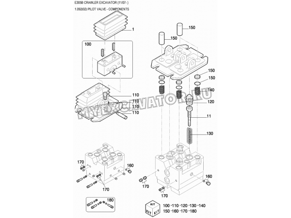 Клапан управляющий/PILOT VALVE - COMPONENTS New Holland E305B