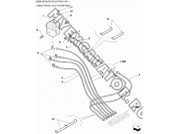 Трубопроводы управления/TRAVEL PILOT SYSTEM PIPES New Holland E305B