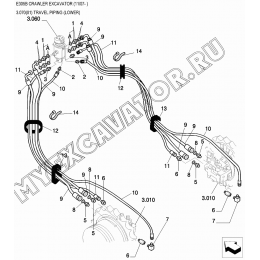 Трубопроводы ходовые/TRAVEL PIPING (LOWER) New Holland E305B