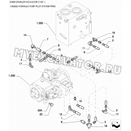 Трубопроводы/HYDRAULIC PUMP PILOT SYSTEM PIPES New Holland E305B