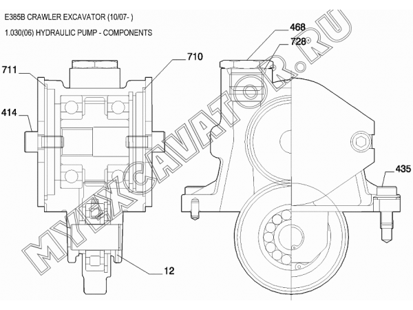 Насос гидравлический/HYDRAULIC PUMP - COMPONENTS New Holland E385B