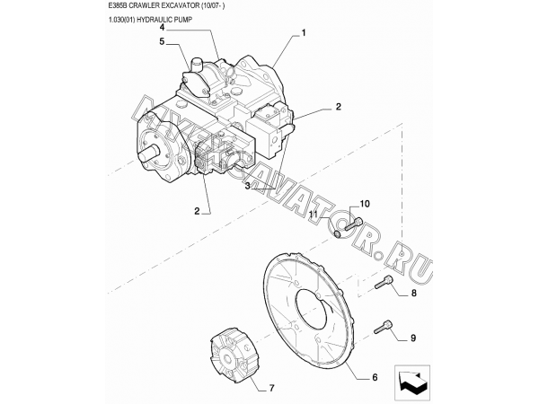 Насос гидравлический/HYDRAULIC PUMP New Holland E385B