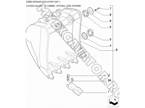 Ковш/BUCKET - (L=1350MM) - OPTIONAL CODE 781679008 New Holland E385B