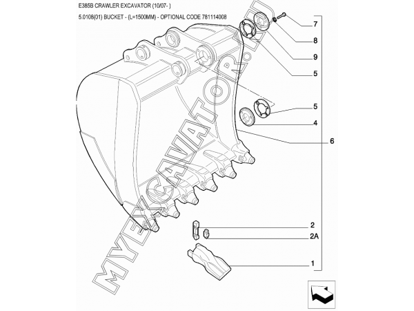 Ковш/BUCKET - (L=1500MM) - OPTIONAL CODE 781114008 New Holland E385B