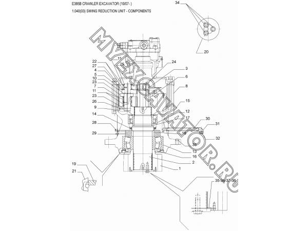 Механизм поворота/SWING REDUCTION UNIT - COMPONENTS New Holland E385B
