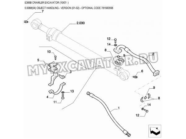 Гидросистема/OBJECT HANDLING - VERSION (01-02) - OPTIONAL CODE 781583568 New Holland E385B