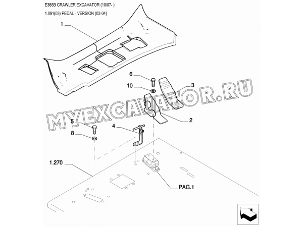 Трубопроводы управления/PEDAL - VERSION (03-04) New Holland E385B
