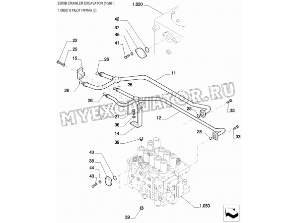 Трубопроводы управления/PILOT PIPING (3) New Holland E385B