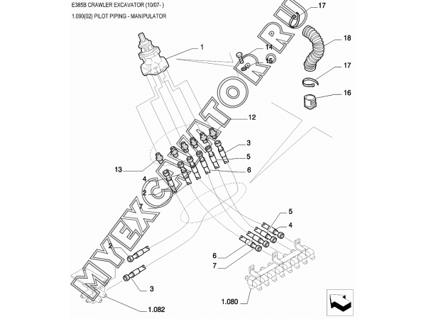 Трубопроводы управления/PILOT PIPING - MANIPULATOR New Holland E385B