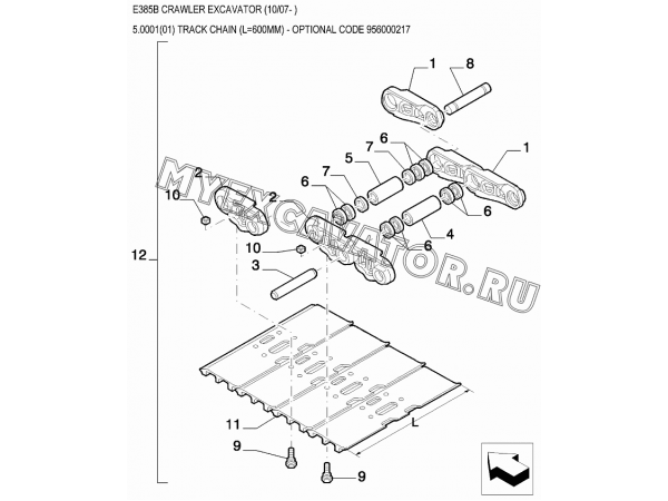 Гусеница/TRACK CHAIN (L=600MM) - OPTIONAL CODE 956000217 New Holland E385B