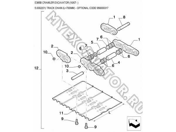 Гусеница/TRACK CHAIN (L=700MM) - OPTIONAL CODE 956000317 New Holland E385B