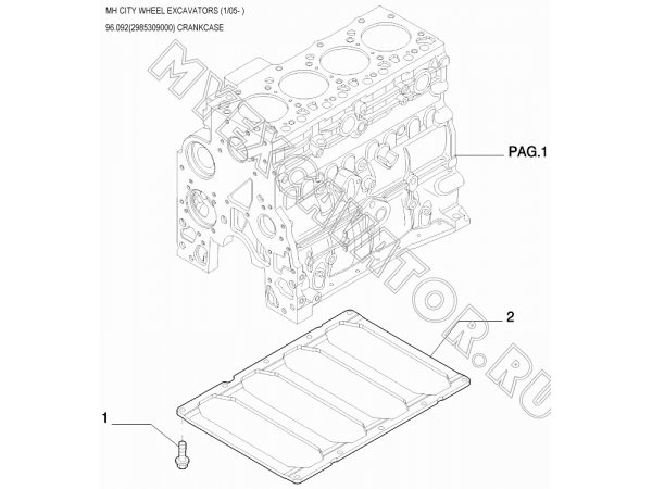 Блок цилиндров/CRANKCASE 96.092(2985309000) New Holland MH City