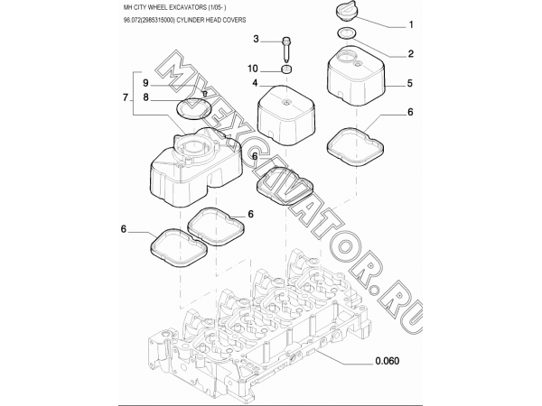 Крышки головки блока цилиндров/CYLINDER HEAD COVERS 96.072(2985315000) New Holland MH City