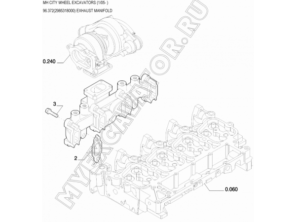 Выпускной коллектор/EXHAUST MANIFOLD 96.372(2985318000) New Holland MH City