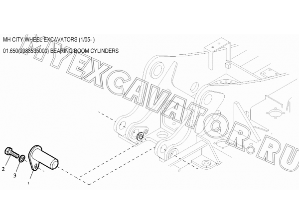 Ось гидроцилиндра стрелы/BEARING BOOM CYLINDERS 01.650(2988535000) New Holland MH City