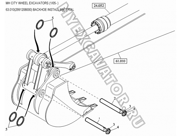 Рабочее оборудование/BACKHOE INSTALL.MATERIAL 63.010(2991208000) New Holland MH City