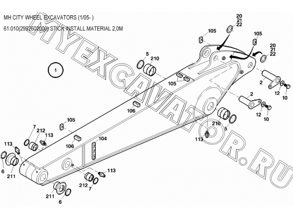Рабочее оборудование/STICK INSTALL.MATERIAL 2,0M 61.010(2992602000) New Holland MH City