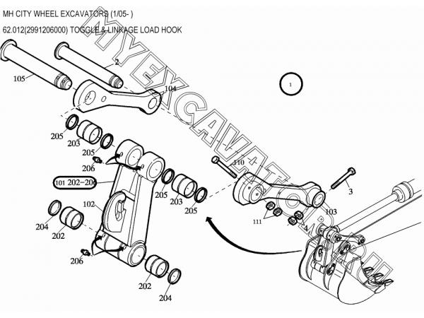 Рабочее оборудование/TOGGLE &amp; LINKAGE LOAD HOOK 62.012(2991206000) New Holland MH City