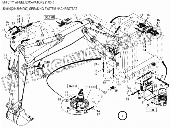 Система смазки/GREASING SYSTEM NACHR?STSAT 30.010(2943084000) New Holland MH City