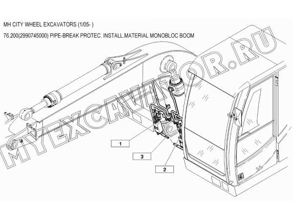 Гидросистема/PIPE-BREAK PROTEC. INSTALL.MATERIAL MONOBLOC BOOM 76.200(2990745000) New Holland MH City
