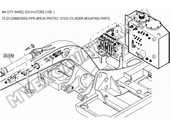 Гидросистема/PIPE-BREAK PROTEC. STICK CYLINDER MOUNTING PARTS 76.221(2988675002) New Holland MH City