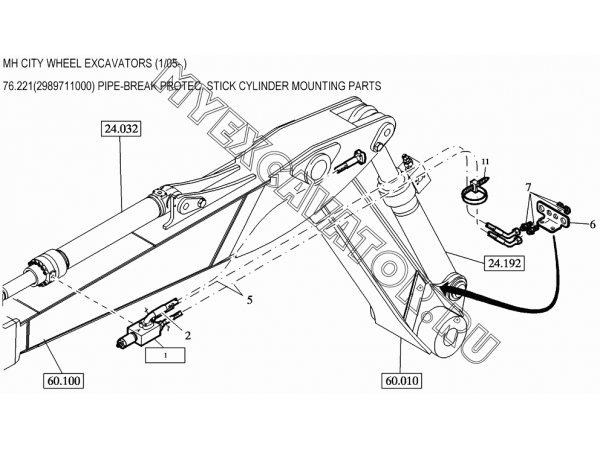 Гидросистема/PIPE-BREAK PROTEC. STICK CYLINDER MOUNTING PARTS 76.221(2989711000) New Holland MH City