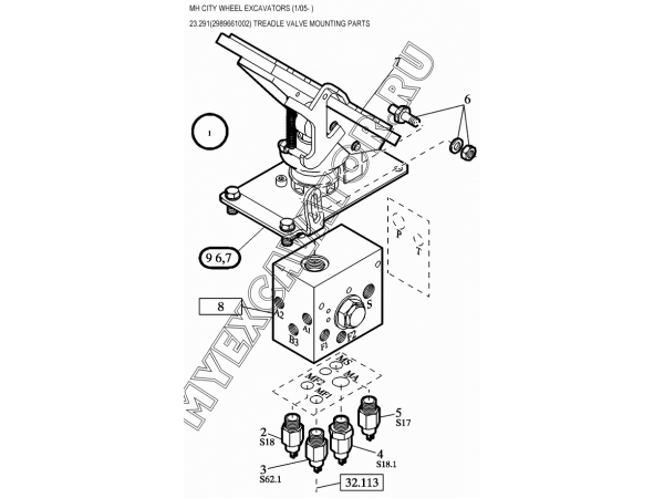Гидросистема/TREADLE VALVE MOUNTING PARTS 23.291(2989661002) New Holland MH City