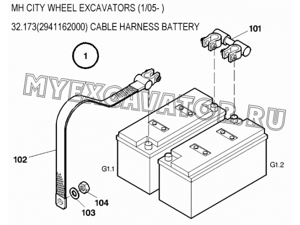 Жгуты проводов/CABLE HARNESS BATTERY 32.173(2941162000) New Holland MH City