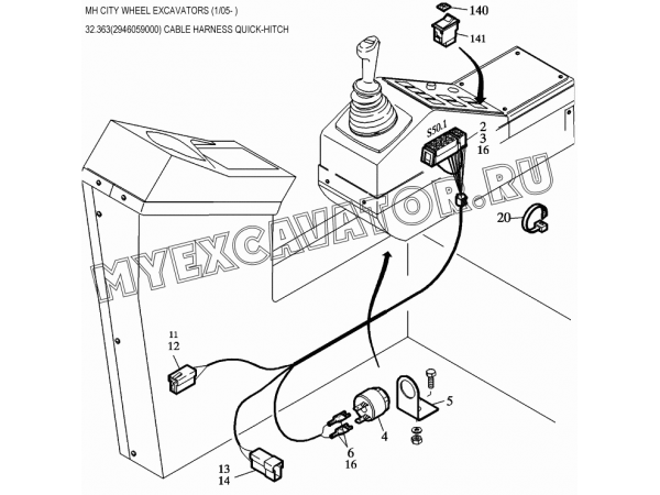 Жгуты проводов/CABLE HARNESS QUICK-HITCH 32.363(2946059000) New Holland MH City