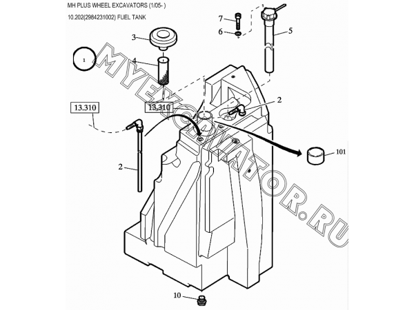 Бак топливный/FUEL TANK 10.202(2984231002) New Holland MH Plus