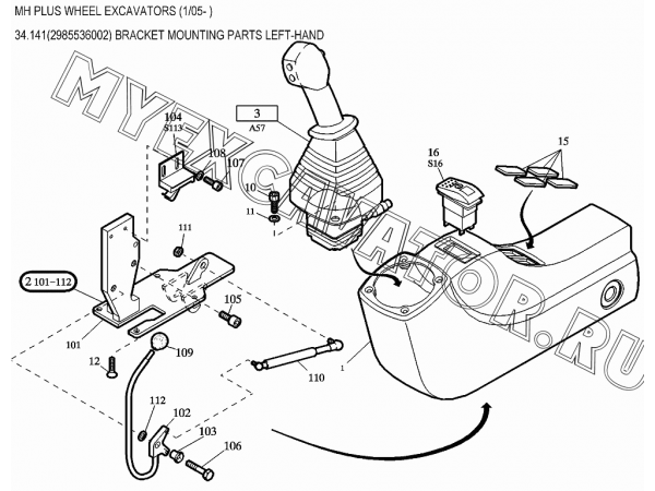 Консоль управления/BRACKET MOUNTING PARTS LEFT-HAND 34.141(2985536002) New Holland MH Plus