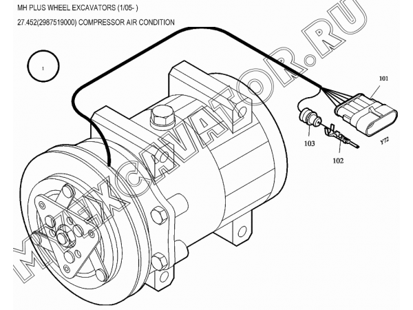 Кондиционер/COMPRESSOR AIR CONDITION 27.452(2987519000) New Holland MH Plus