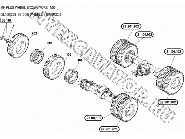 Колеса/WHEELS 315/80R22.5 05.100(2991991000) New Holland MH Plus