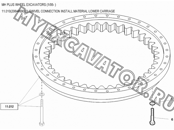 Опора поворотная/SWIVEL CONNECTION INSTALL.MATERIAL LOWER CARRIAGE 11.010(2984469000) New Holland MH Plus