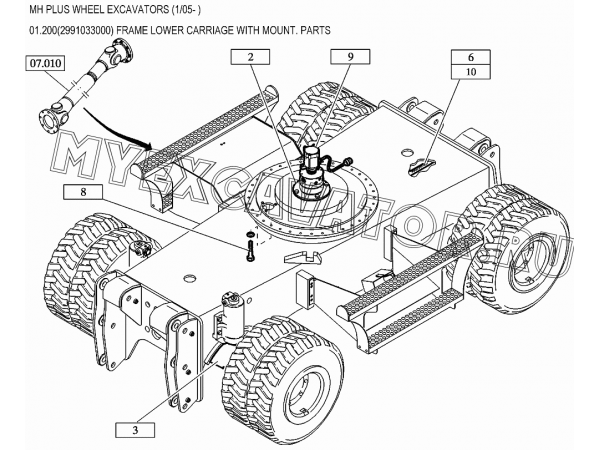 Шасси экскаватора/FRAME LOWER CARRIAGE WITH MOUNT. PARTS 01.200(2991033000) New Holland MH Plus