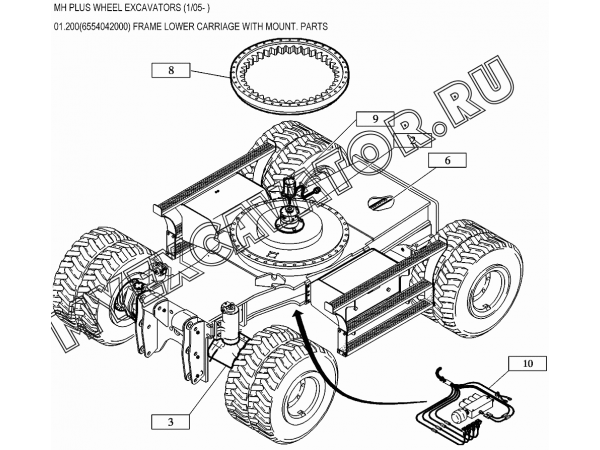 Шасси экскаватора/FRAME LOWER CARRIAGE WITH MOUNT. PARTS 01.200(6554042000) New Holland MH Plus