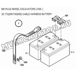 Жгуты проводов/CABLE HARNESS BATTERY 32.173(2941162000) New Holland MH Plus