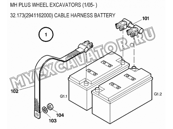 Жгуты проводов/CABLE HARNESS BATTERY 32.173(2941162000) New Holland MH Plus