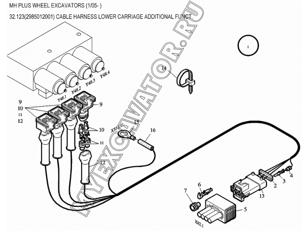 Жгуты проводов/CABLE HARNESS LOWER CARRIAGE ADDITIONAL FUNCT. 32.123(2985012001) New Holland MH Plus