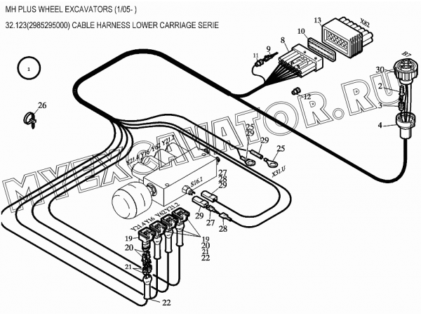 Жгуты проводов/CABLE HARNESS LOWER CARRIAGE SERIE 32.123(2985295000) New Holland MH Plus