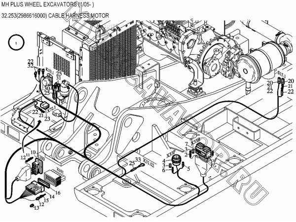 Жгуты проводов/CABLE HARNESS MOTOR 32.253(2986616000) New Holland MH Plus