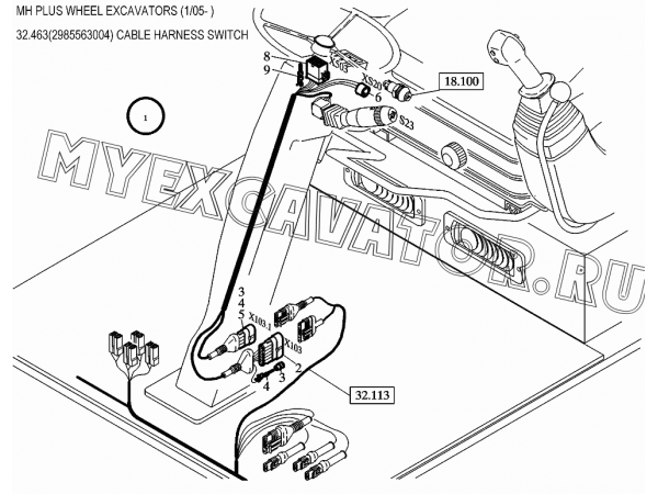 Жгуты проводов/CABLE HARNESS SWITCH 32.463(2985563004) New Holland MH Plus