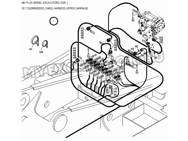 Жгуты проводов/CABLE HARNESS UPPER CARRIAGE 32.113(2986652000) New Holland MH Plus