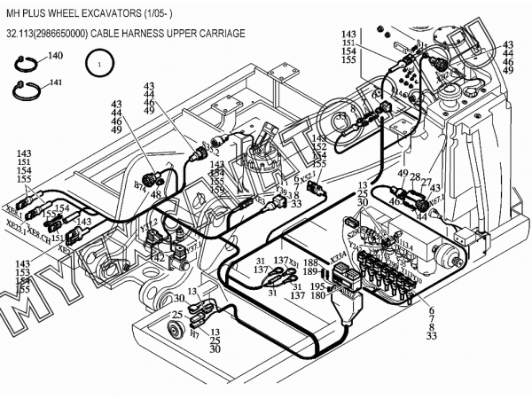 Жгуты проводов/CABLE HARNESS UPPER CARRIAGE 32.113(2986650000) New Holland MH Plus