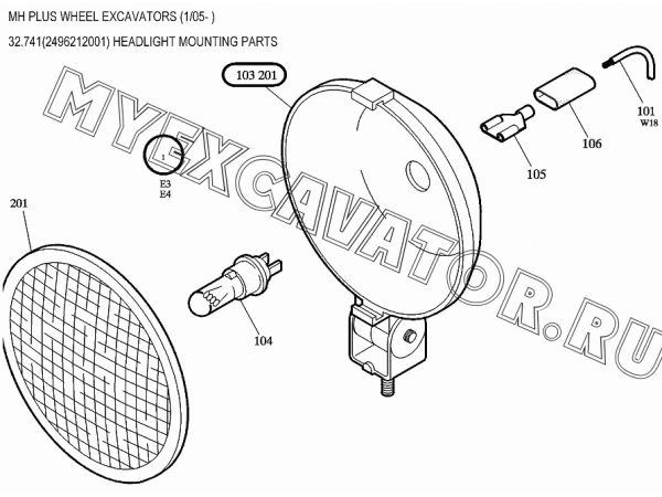 Освещение/HEADLIGHT MOUNTING PARTS 32.741(2496212001) New Holland MH Plus