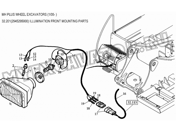 Освещение/ILLUMINATION FRONT MOUNTING PARTS 32.201(2945295000) New Holland MH Plus