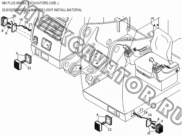 Освещение/MARKER LIGHT INSTALL.MATERIAL 32.810(2986407000) New Holland MH Plus