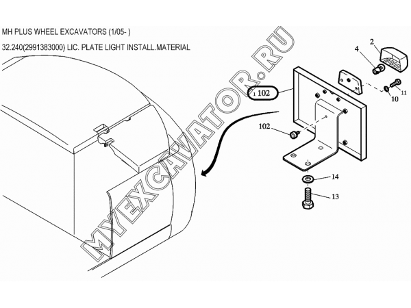 Освещение/LIC. PLATE LIGHT INSTALL.MATERIAL 32.240(2991383000) New Holland MH Plus